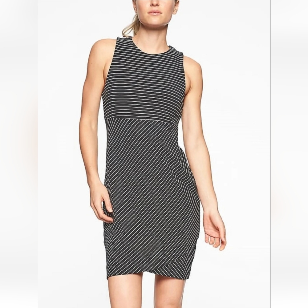 Athleta Dress Black White Stripe La Palma Dress
